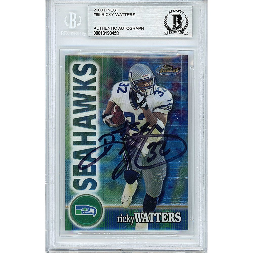 Ricky Watters Seahawks Signed '00 Topps Finest Football Card Beckett Autographed